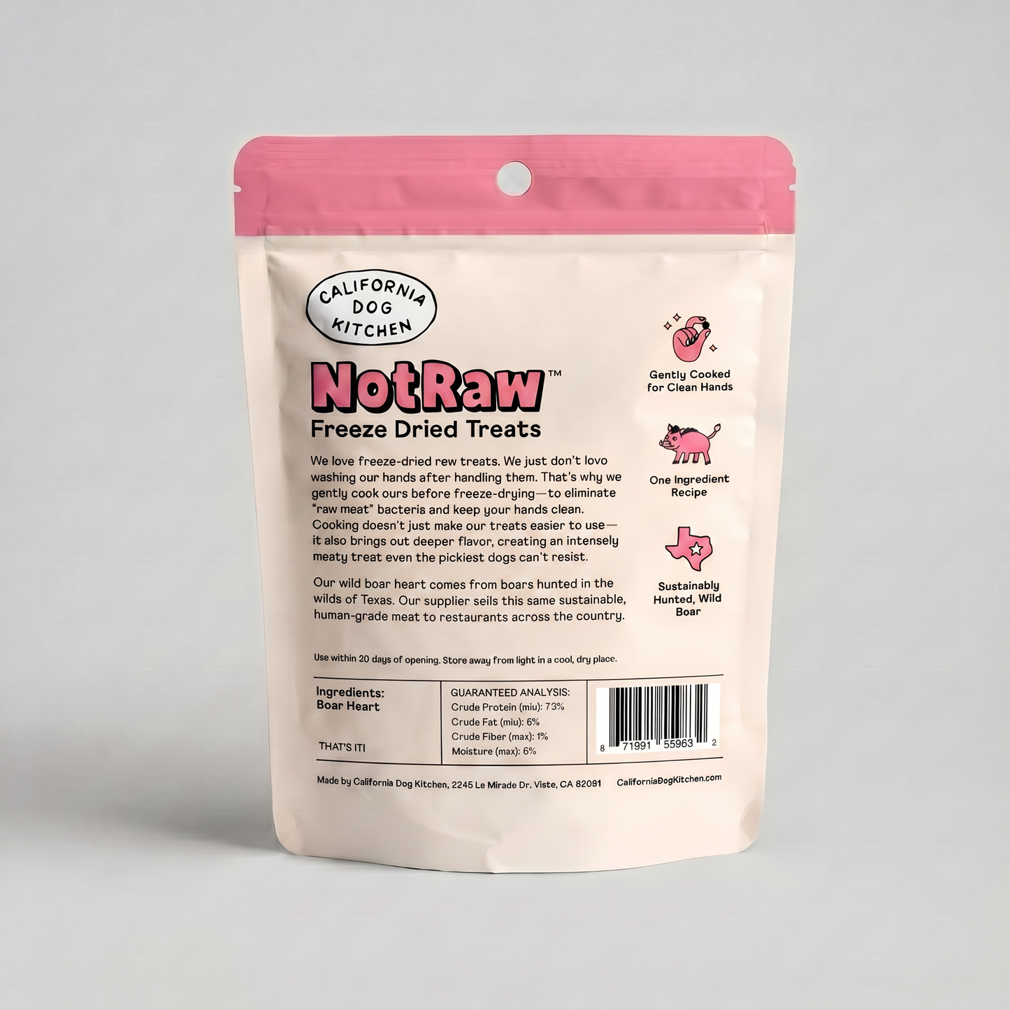 Wholesale - Freeze Dried Treats - Wild Boar Heart Wholesale California Dog Kitchen