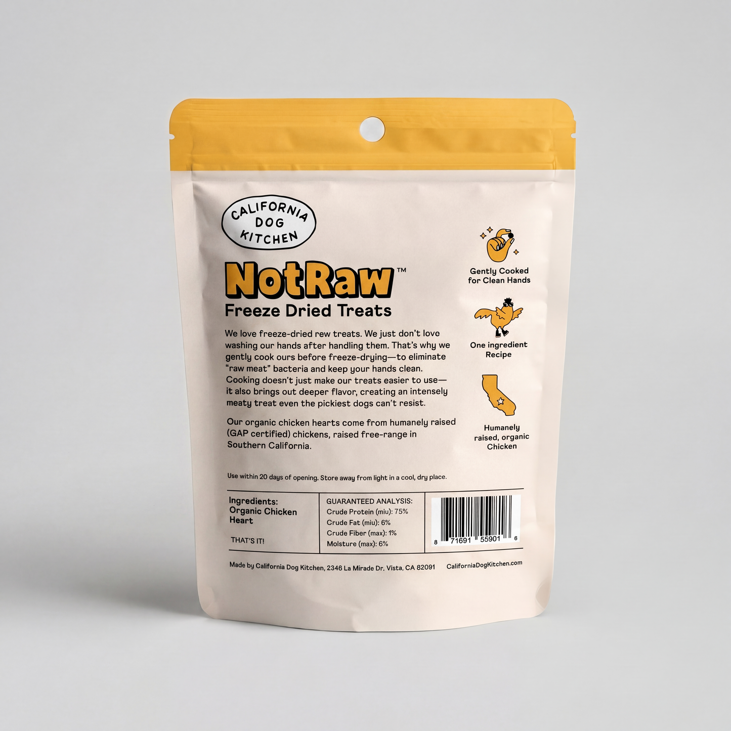 Wholesale - Freeze Dried Treats - Organic Chicken Hearts Wholesale California Dog Kitchen
