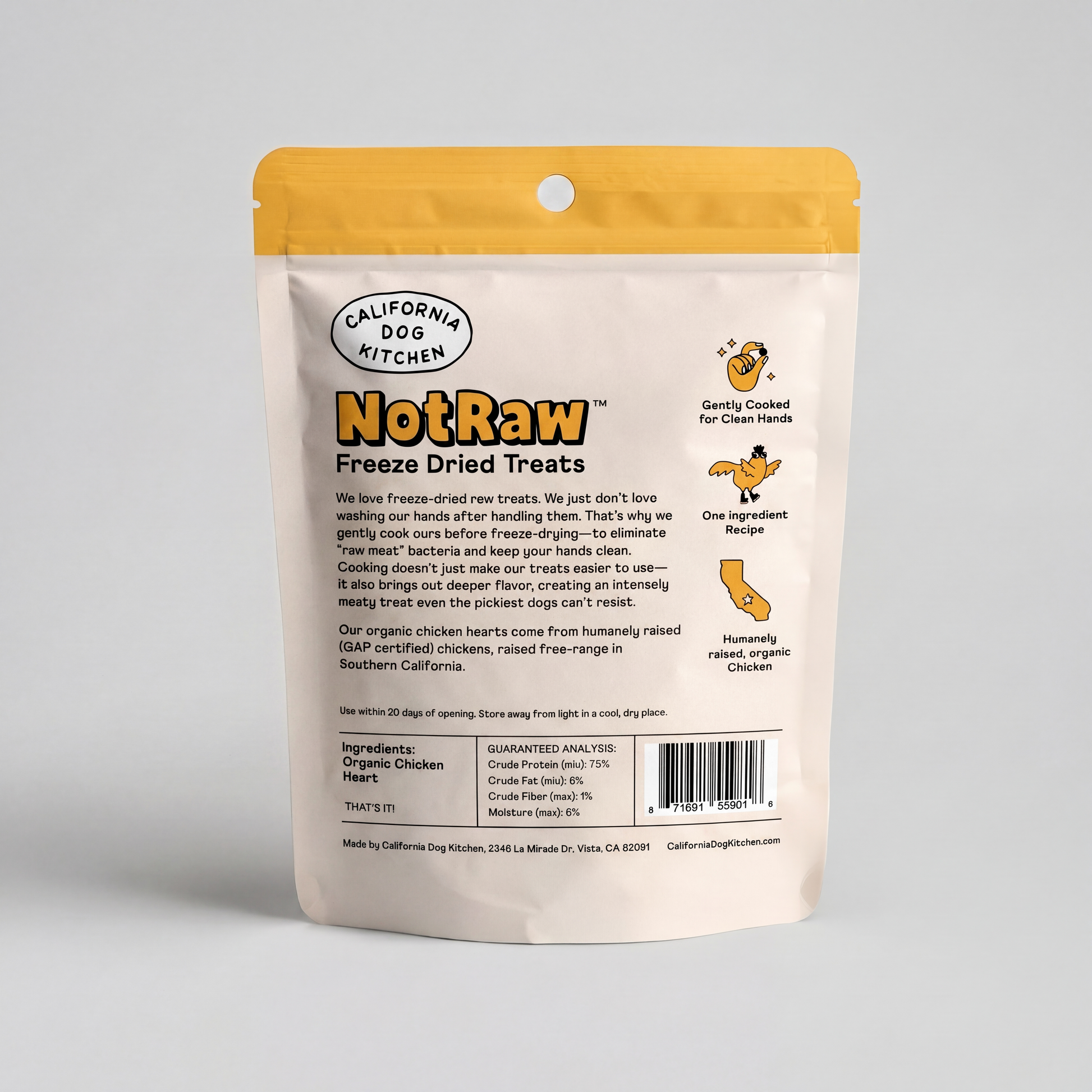 Wholesale - Freeze Dried Treats - Organic Chicken Hearts Wholesale California Dog Kitchen